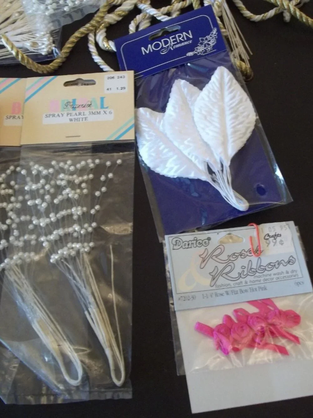 Vintage Beading Floral Sprays, Wedding Bridal Craft Supplies, Lot